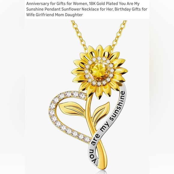 18kt. Gold/Silver .925 Sunflower Pendant Necklace